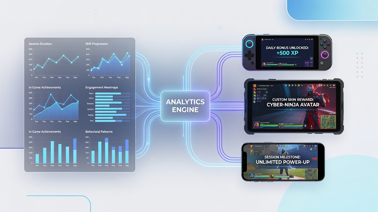 Darstellung angepasster Belohnungen in mobilen Spielsitzungen mit Datenvisualisierungen